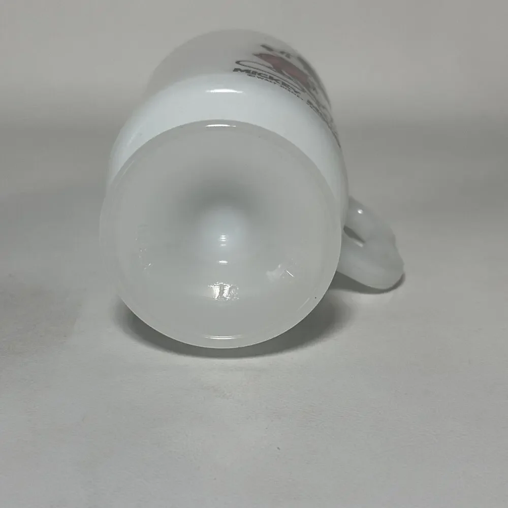 Mickey Mouse Coffee Cup Mug Footed Pedestal Walt Disney Vintage White Milk Glass